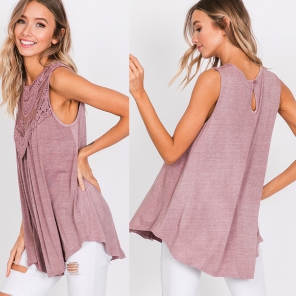 023 Boho Vintage Wash Floral Lace Tank Top - Picture 3 of 5